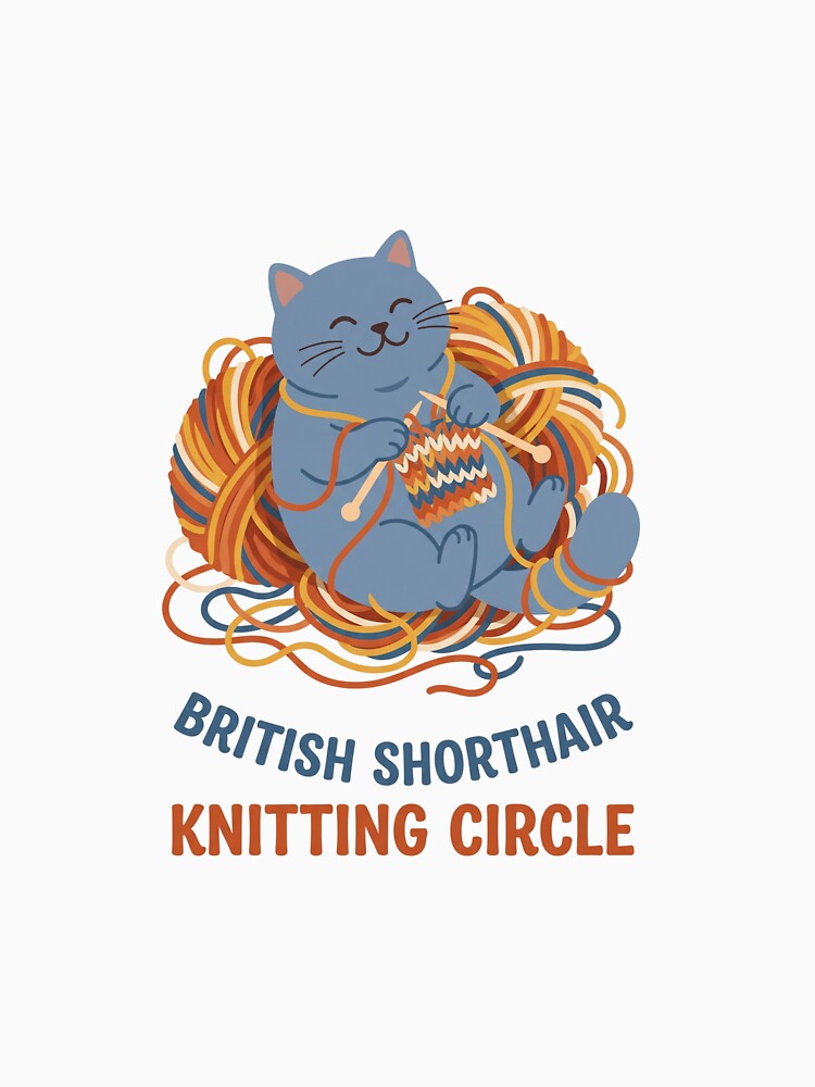 British Shorthair Knitting Circle Crochet Wool Craft by PictoVibe