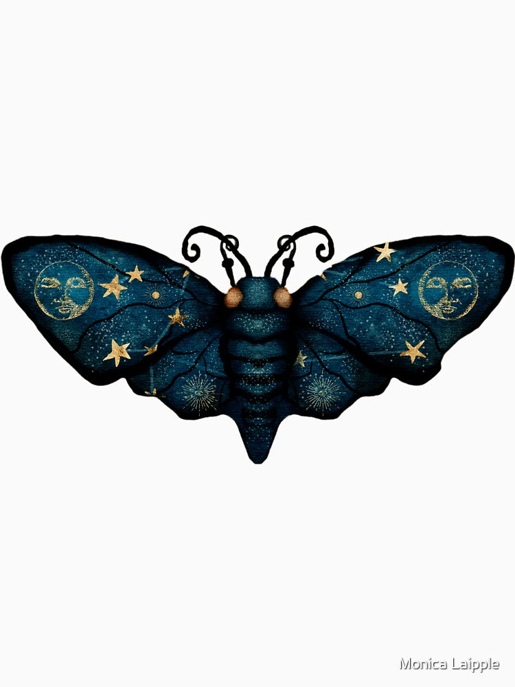 Celestial Butterfly Gold Moon Stars and Sun by Monica Laipple