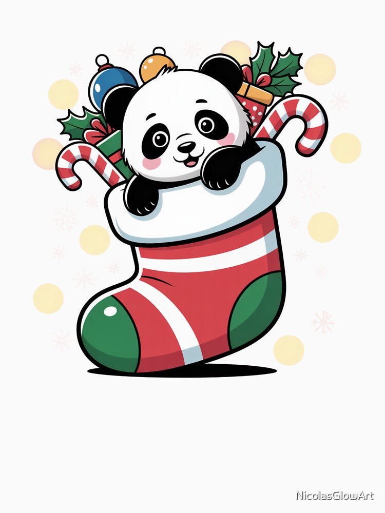 Panda in Christmas Stocking by NicolasGlowArt