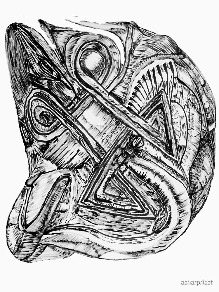 black and white brush pen drawing by asharpriest