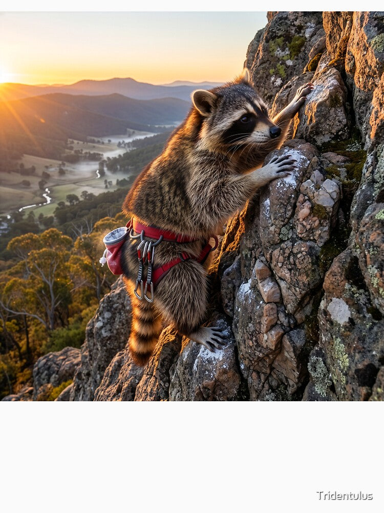Raccoon Is Bent on Reaching the Summit by Tridentulus