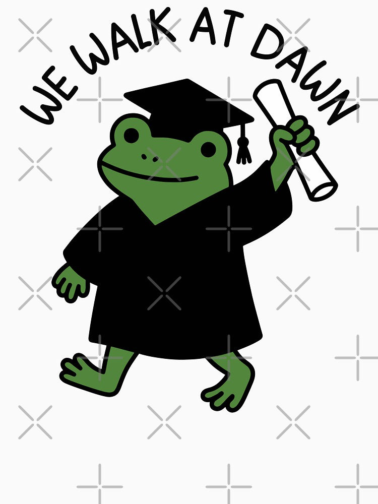 We Walk At Dawn Graduation Frog Funny Grad Class Of 2026 by gunaone-design