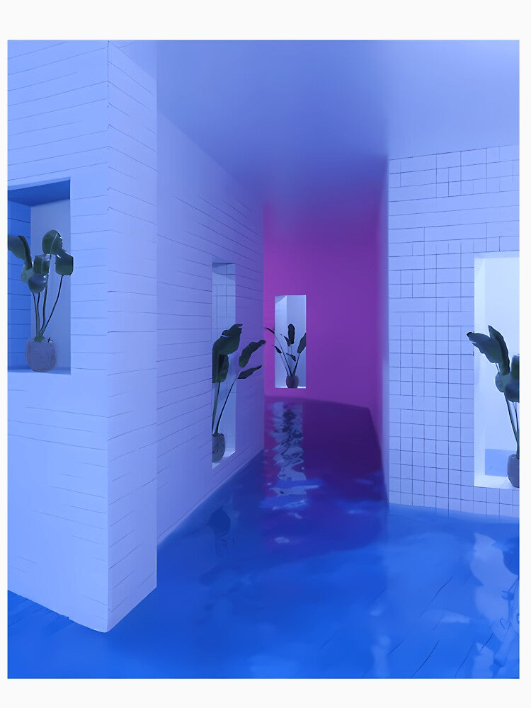 Eerie Blue Liminal Space Hallway by pmthjvoo74