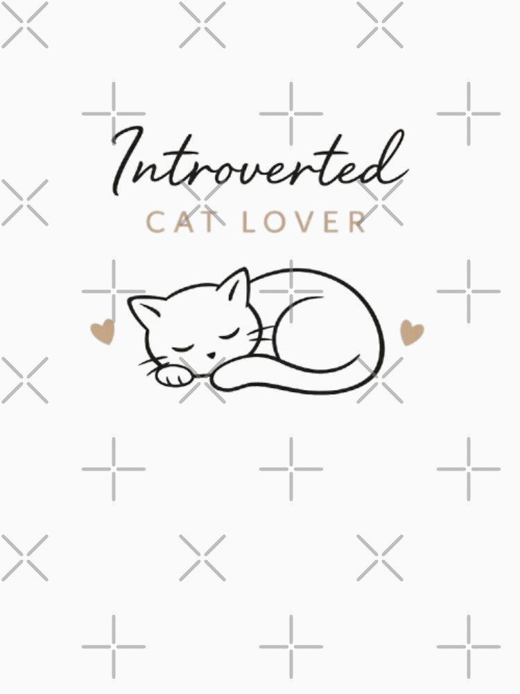 Introverted Cat Lover Minimal Design | Cute Aesthetic Cat Quote by Sanika arts