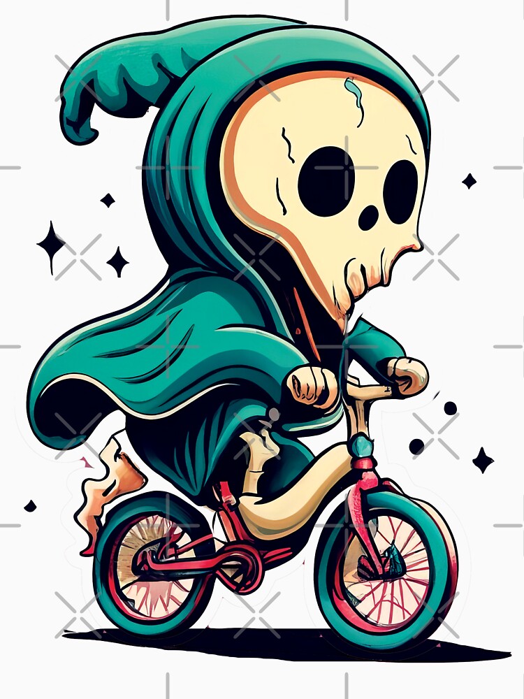 Whimsical Skeleton Bicycle Ride by VividVortexArt