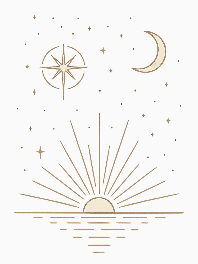 Celestial Sun Moon Healing Line Art by CottonandQuill