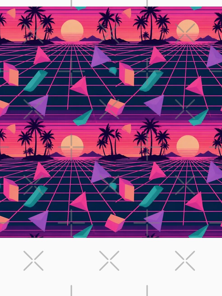 Retro Vaporwave Grid Sunset Synthwave Aesthetic by StickyGuys