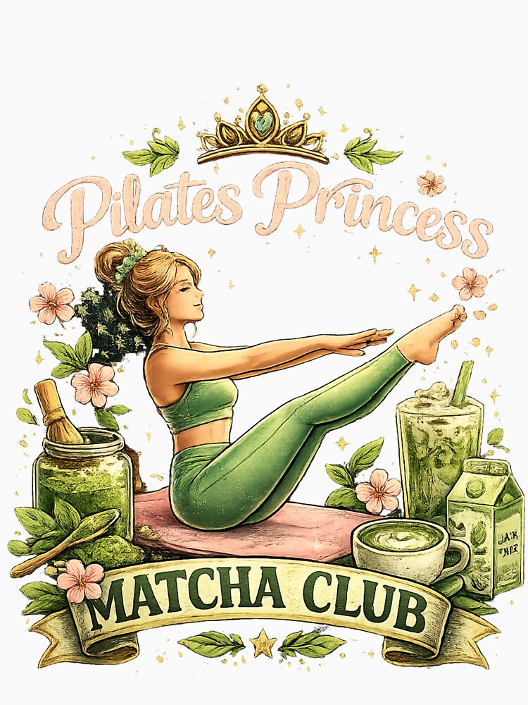 Pilates Princess Matcha Club Cute Coquette Pilates Girl Aesthetic Graphic Tee by Wear Sculpt