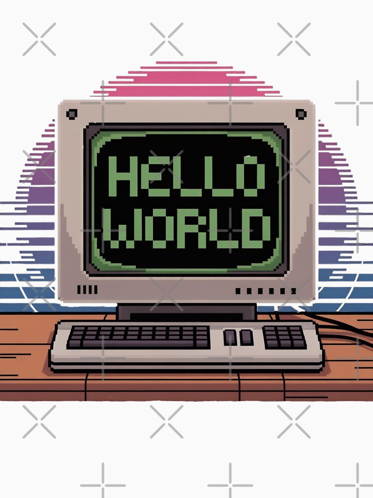 Retro 'Hello World' Programmer Pixel Art by Dewer Shop