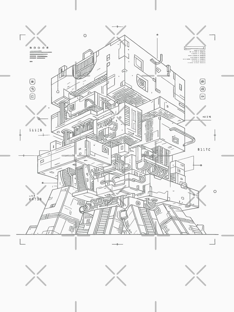 Futuristic Blueprint - Tech Hardware Art by SplashTastic