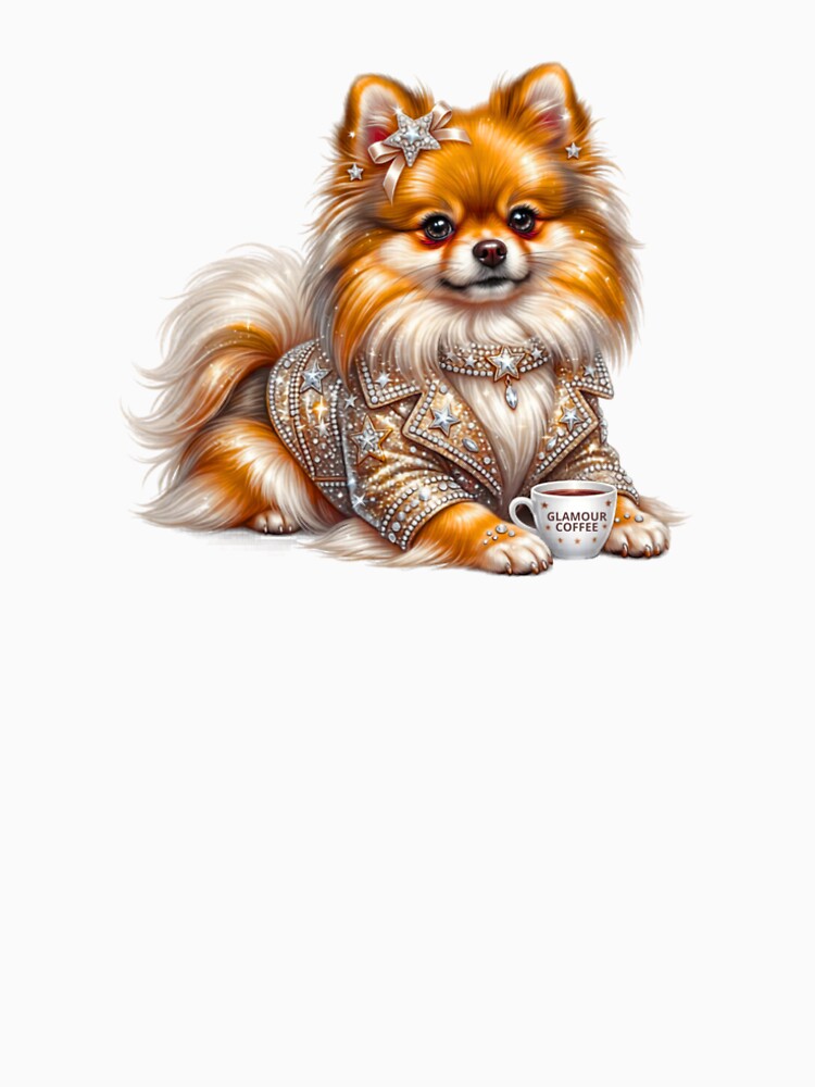 Glamour Pomeranian in Sparkles - Luxury Coffee Dog Art by LazyScreations