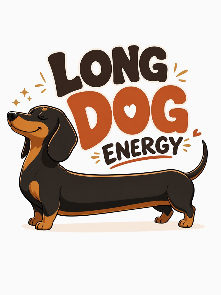 Long Dog Energy Dachshund Dog Dad Funny Kawaii T-Shirt by Ashley critters