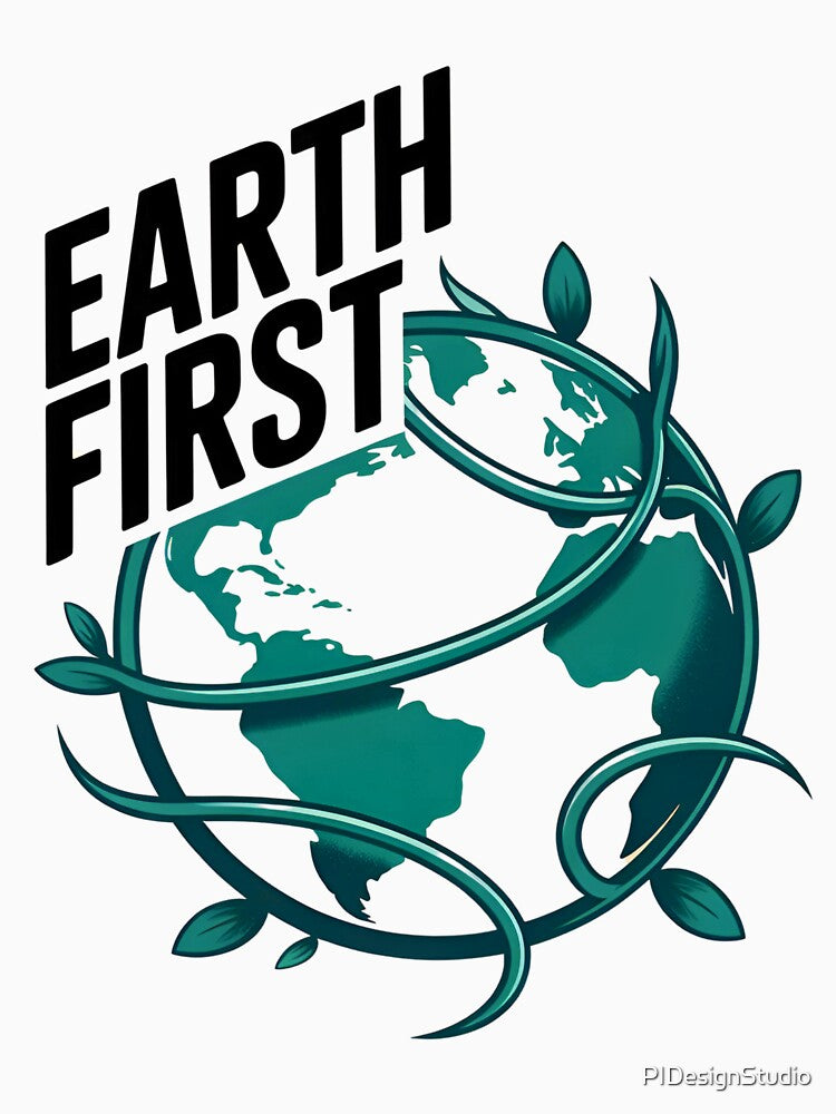 Earth First Art Print | Eco-Friendly Globe with Laurel Design by pnidesign