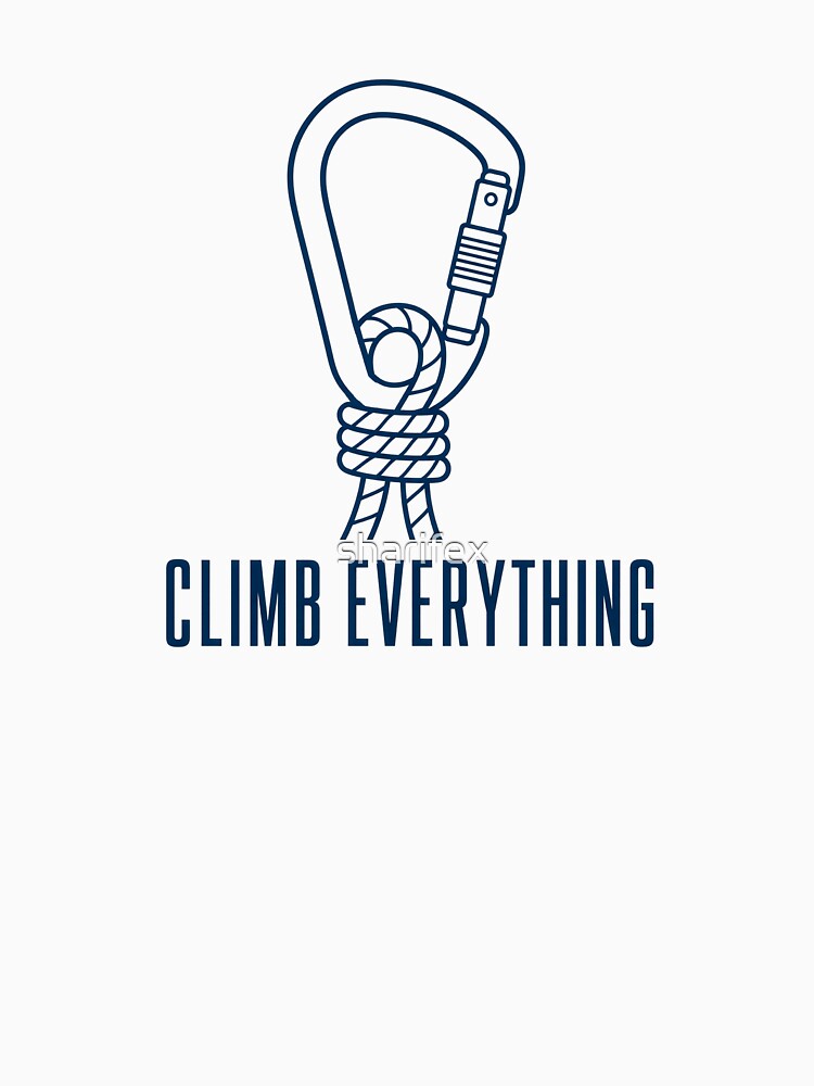 Climb Everything Minimal Carabiner Line Art Climbing Tee Sticker Rock Climber Gift by sharifex