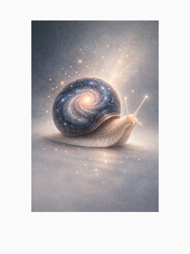 Slow Universe – Galaxy Snail Aesthetic Art by InkWanderStudio