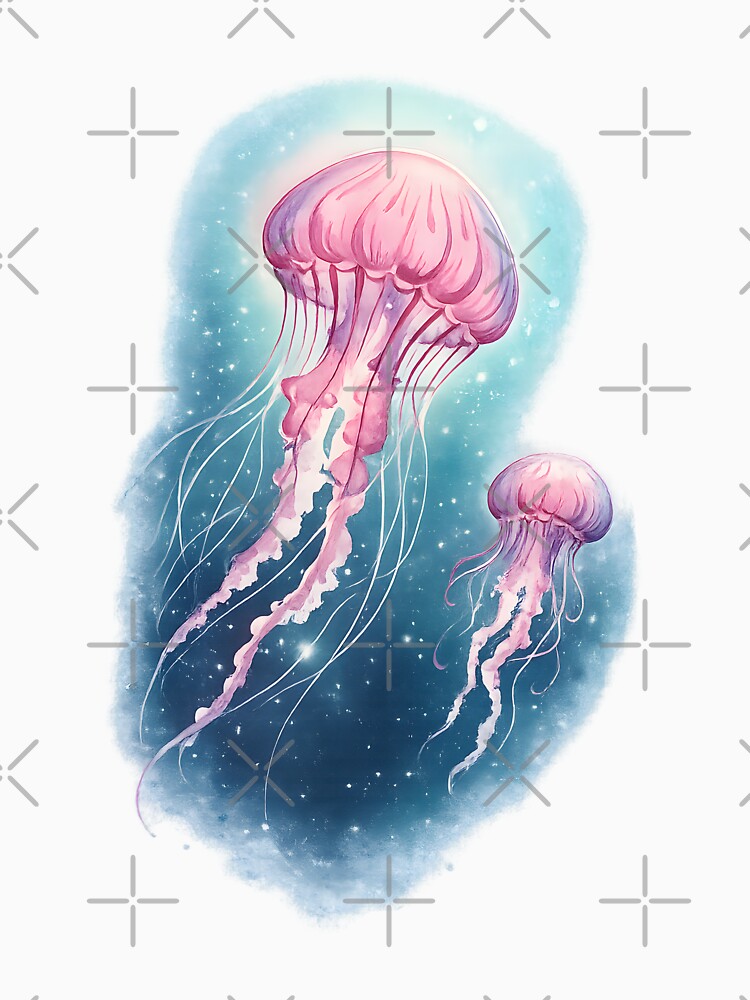 Dreamy Pink Jellyfish in Cosmic Ocean by blankTeeShirt