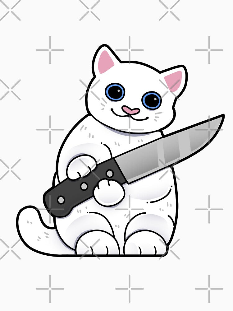 White Cat with Knife by Mossysplashart