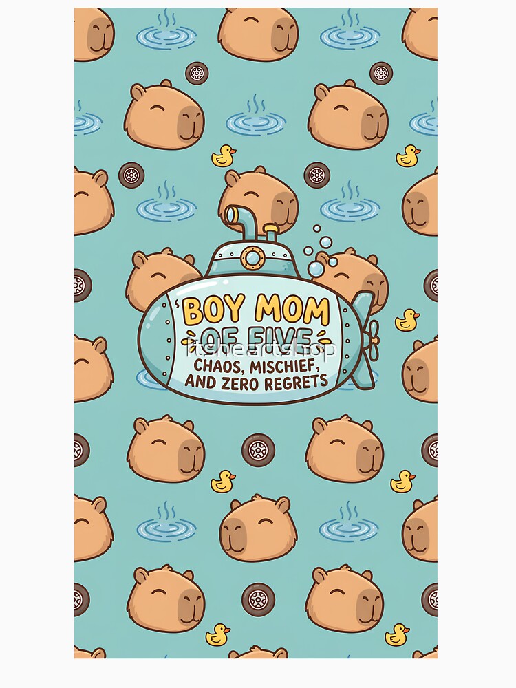 Boy Mom of 5 Cute Capybara Pattern by Itsheartshop
