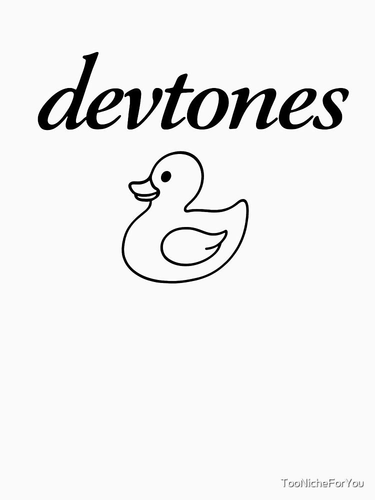 DevTones Parody T Shirt, Retro Deftones Style Tee with Rubber Duck Dev Mascot, Funny Gift for Developers, Tech Fans, Nerds, 90s Music Merch by TooNicheForYou