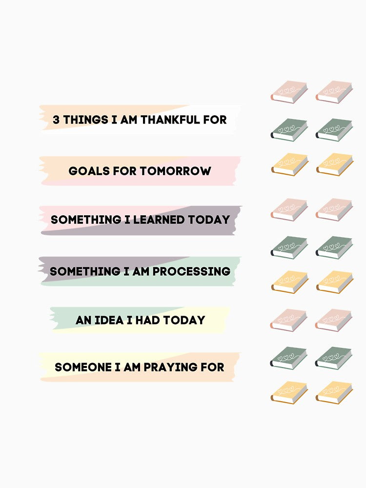 Journal Writing Prompts stickers for your personal journal by Marguerite Faure