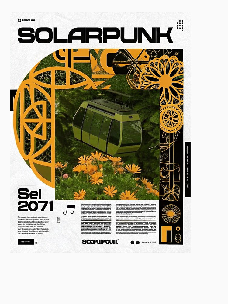 Solarpunk: Eco Cable Car over a Blooming Garden by Raw-Ink
