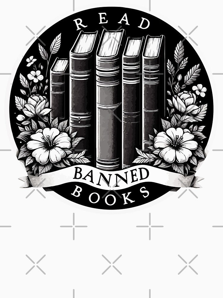 Read Banned Books Floral Monochromatic by TomFrontierArt