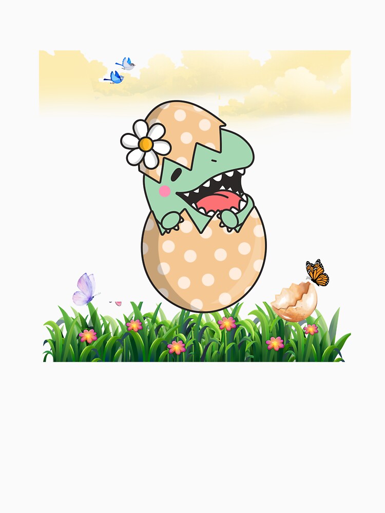 Just Hatched! Cute Baby Dinosaur Emerging from Egg by "Deepika Doodles"