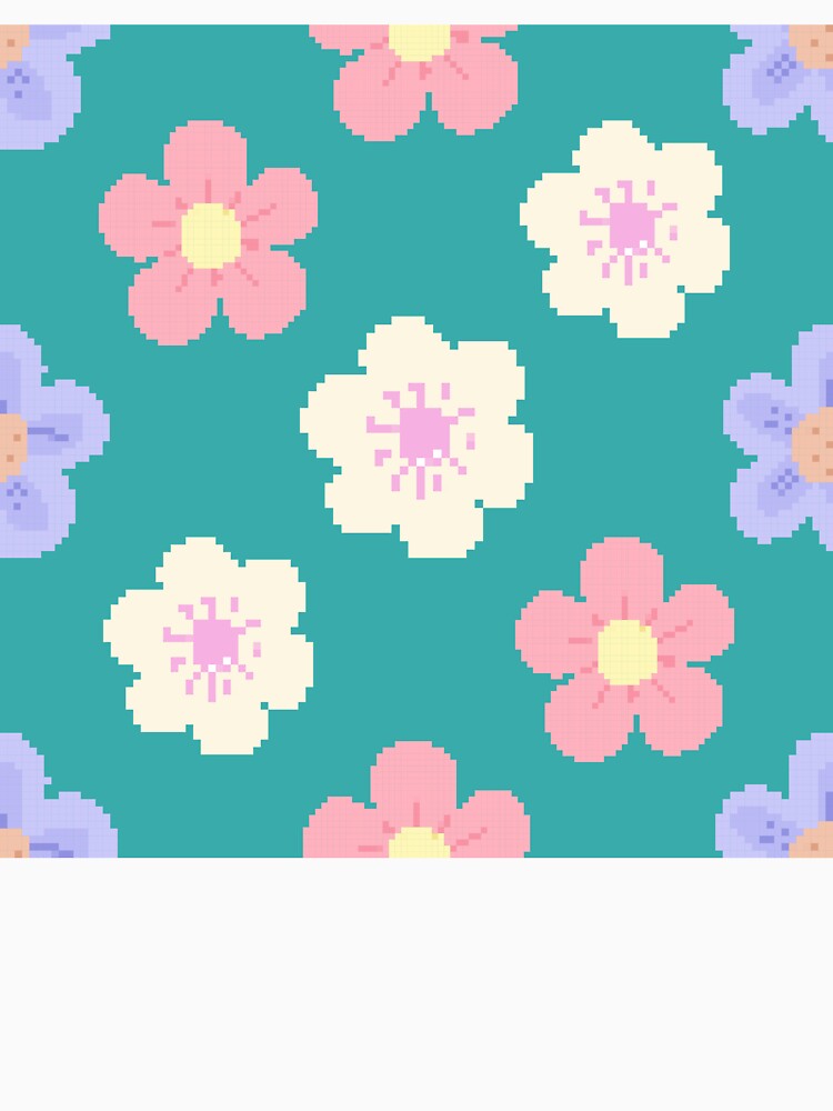 Pastel Pixel Floral Seamless Pattern by HappySunday001