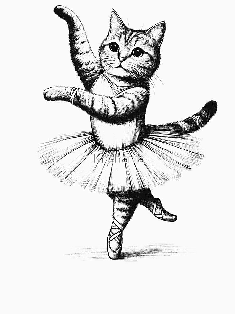 Cat Dancing Ballet Dancer by Kimberley King Art  King Art