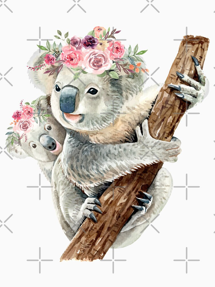 Baby Koala Floral Watercolor by atlaspa