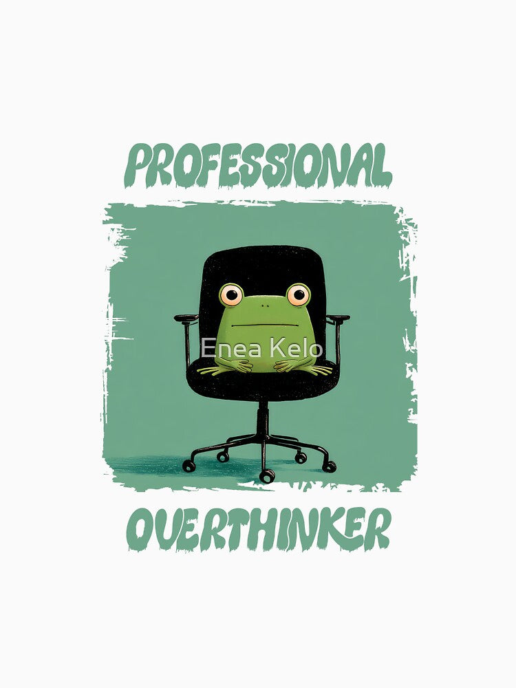 Professional Overthinker Frog on Office Chair by Enea Kelo