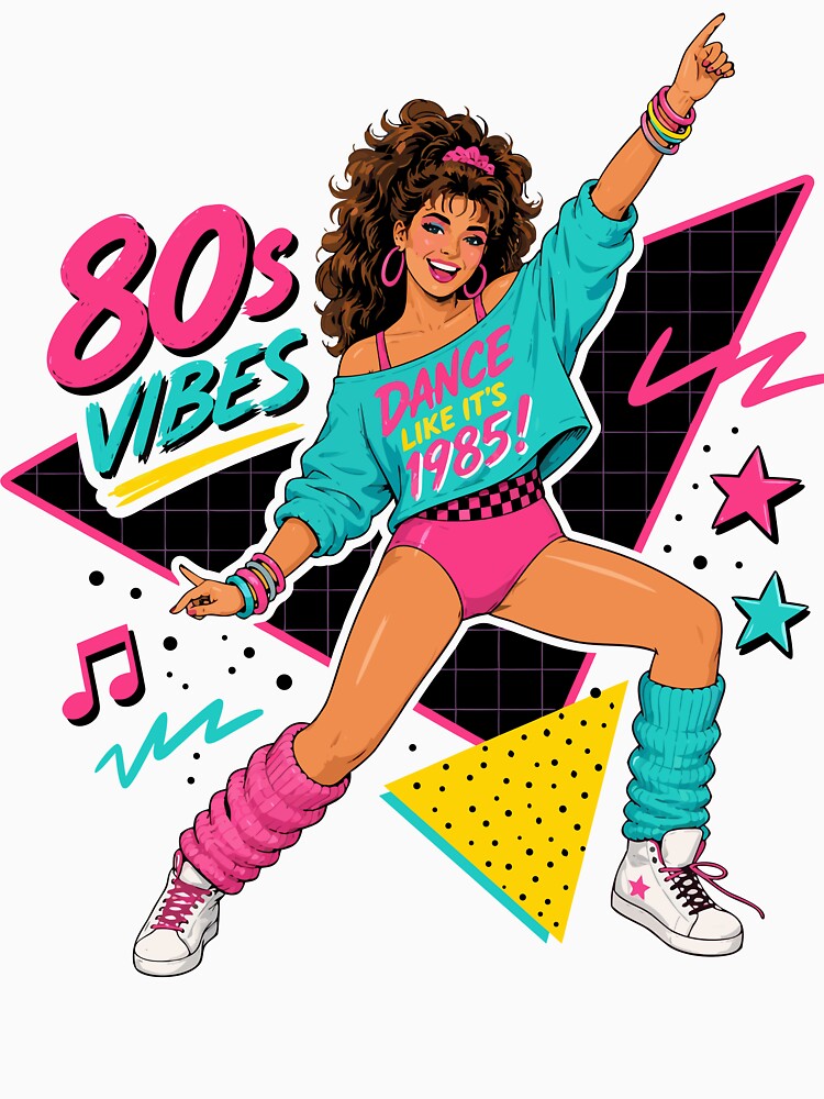 80s Vibes Dance All Night Retro Dance Girl by RosieKingArt