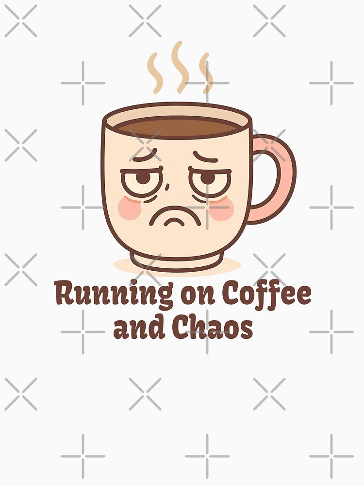 Running on Coffee and Chaos Funny Tired Coffee Mug Cartoon by Ndart17