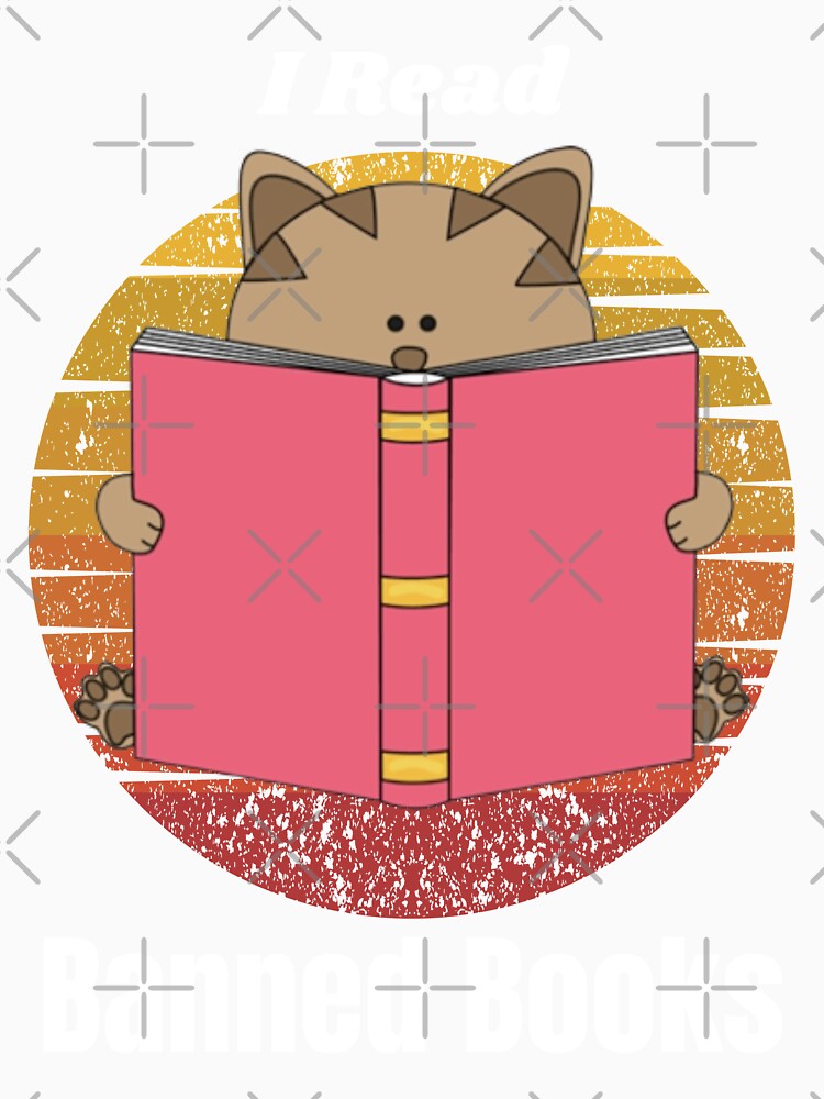 vintage I read what I want funny cat reading banned books by Ovrostore