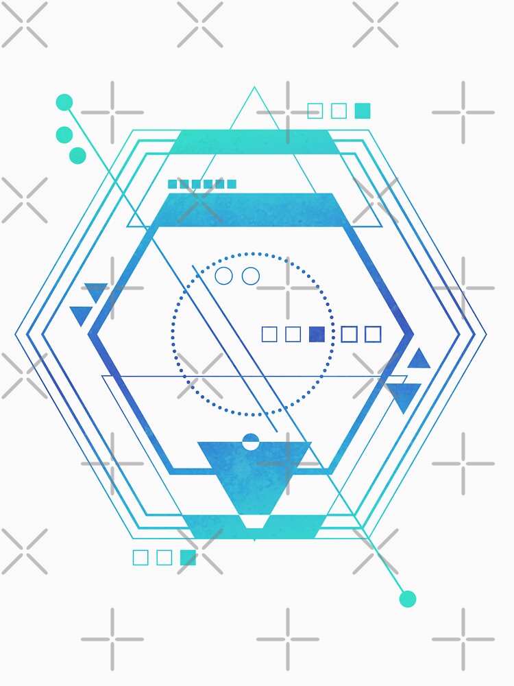 Blue Geometric galaxy ciberpunk abstract by Carolina Salazar
