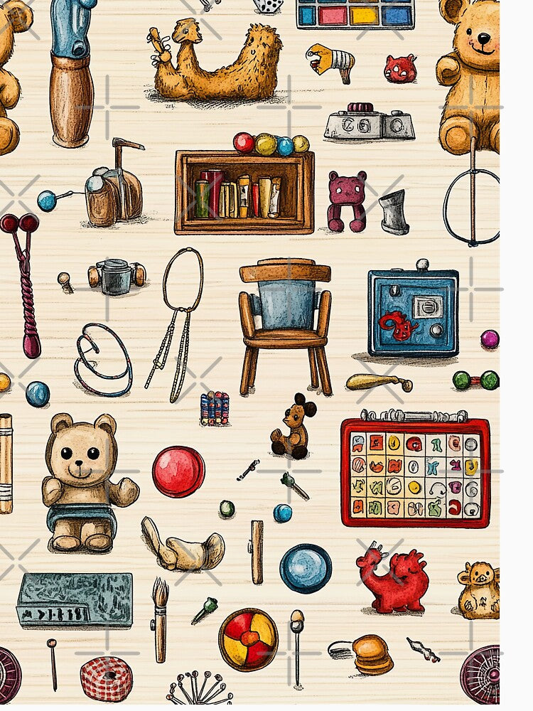 Vintage Toy Collection on Pale Wooden Floor by Piotrek0001