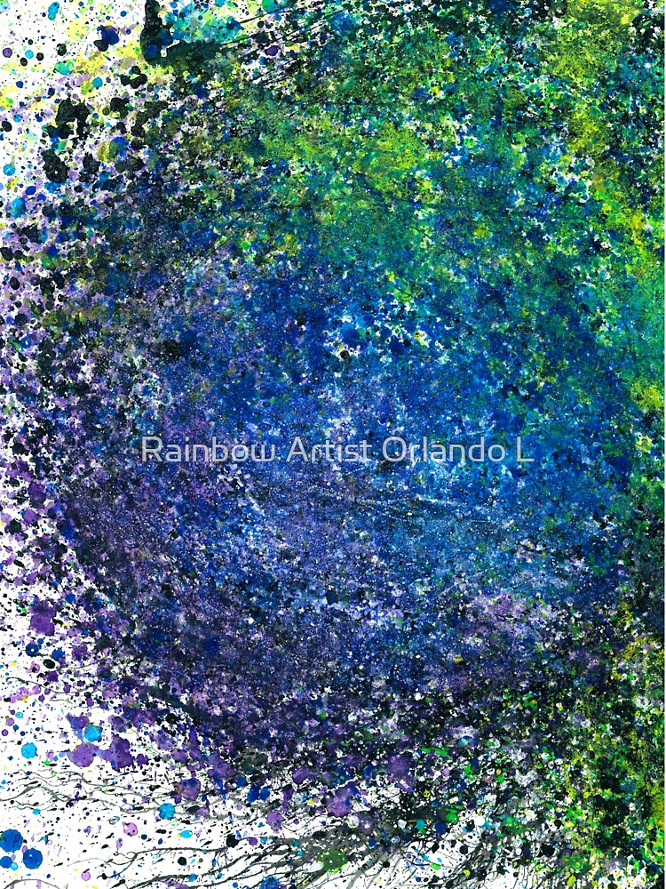 Our Earth Is Always Breathing #533 Original Hand-painted Abstract Painting Detail 3 In Blue Green Purple Earth Tones Inspired By Gaia Mother Nature Spring Summer Rainforest Aquatic Plants Boho Pattern by Rainbow Artist Orlando L