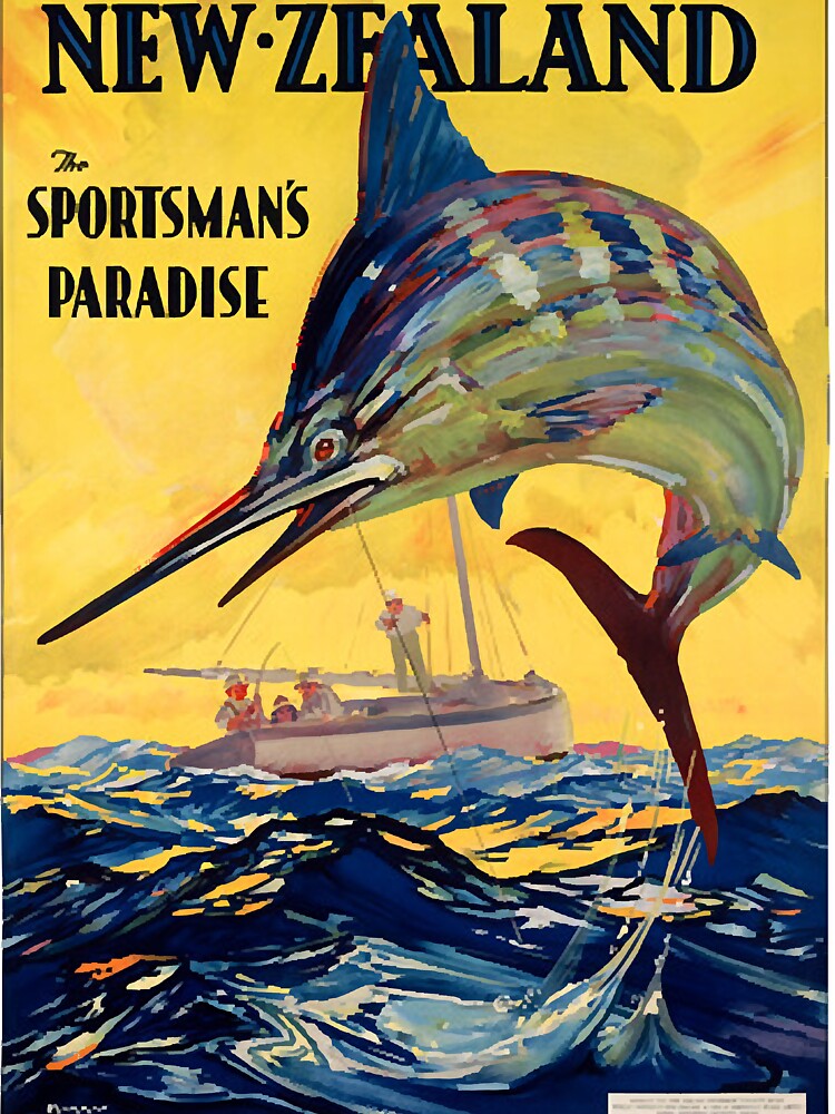 Vintage Travel Poster New Zealand Sportsman paradise by jaydamekh