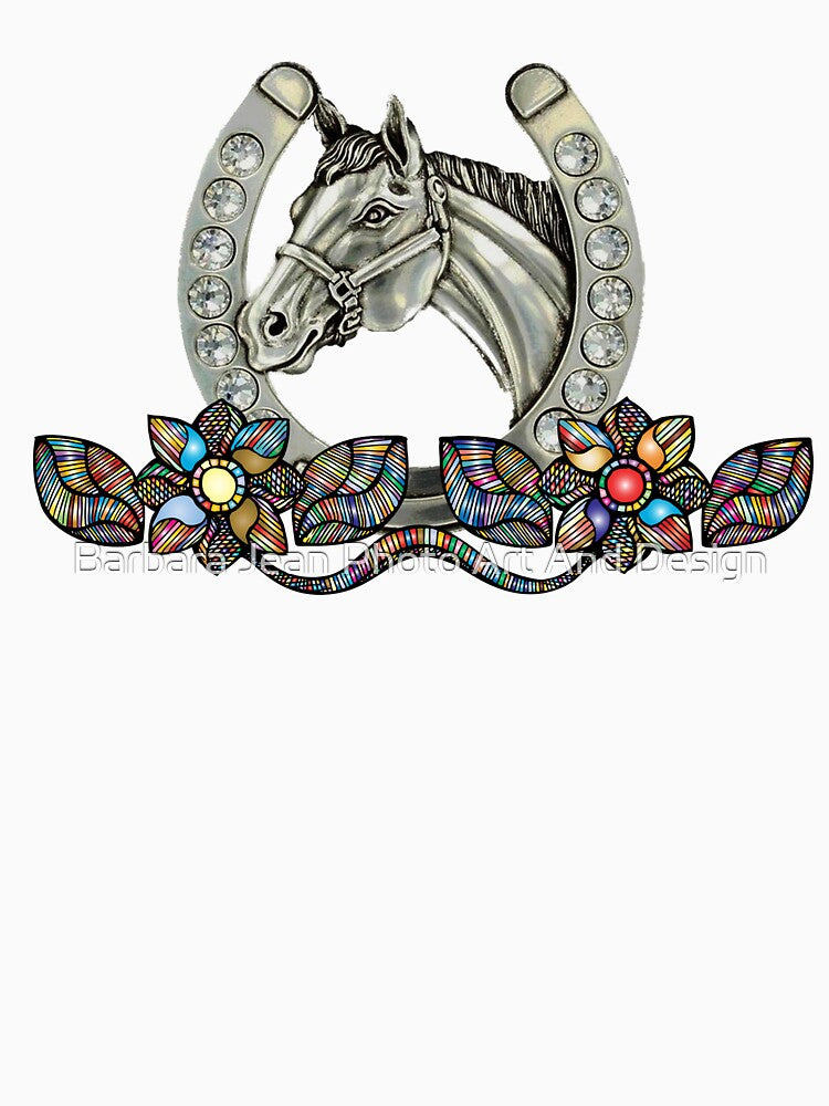 HORSE LOVERS,  COUNTRY STYLE, HORSESHOE DESIGN THAT LOOKS GREAT ON STICKER AND MAGNETS AS WELL by Barbara Jean Photo Art And Design
