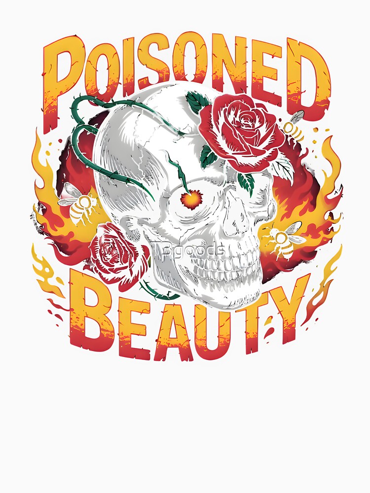Poisoned Beauty – Dark Aesthetic Floral Skull T-Shirt by T3goods