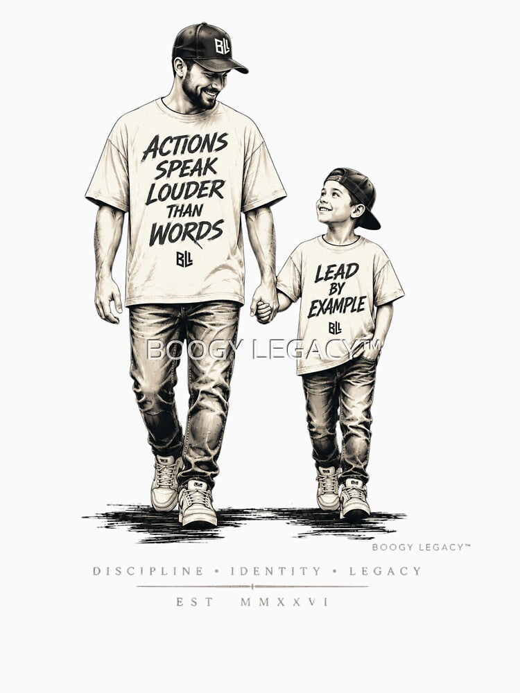 ACTIONS SPEAK LOUDER THAN WORDS | Father Son Streetwear Graphic | BOOGY LEGACY™ by BOOGY LEGACY™