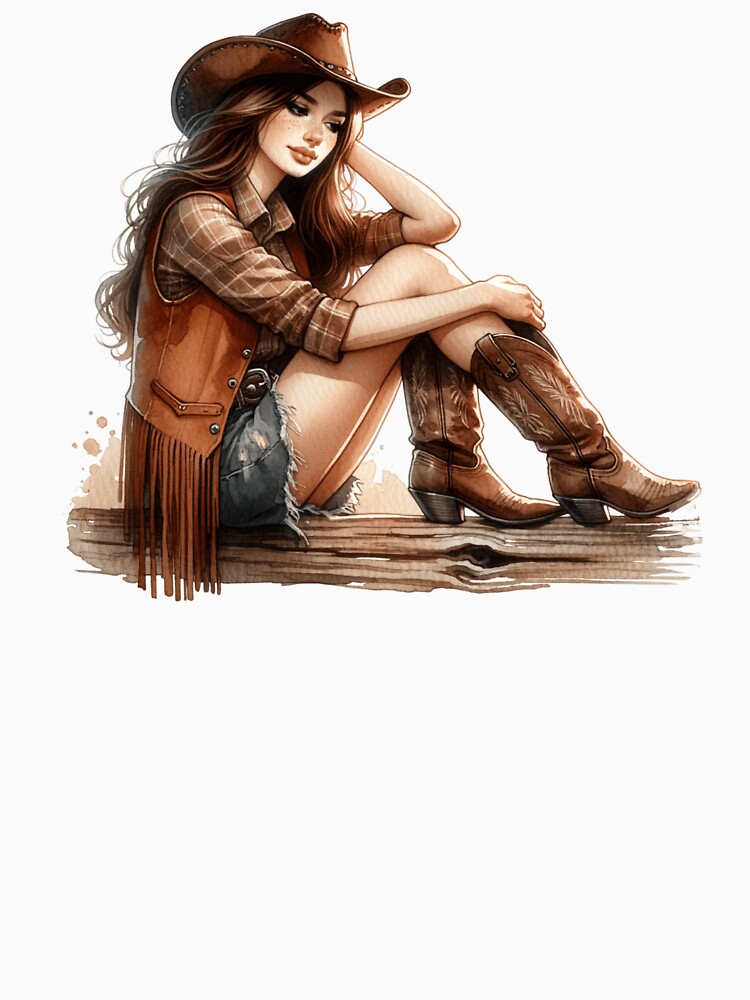 Rustic Cowgirl Watercolor by WesternBeauties