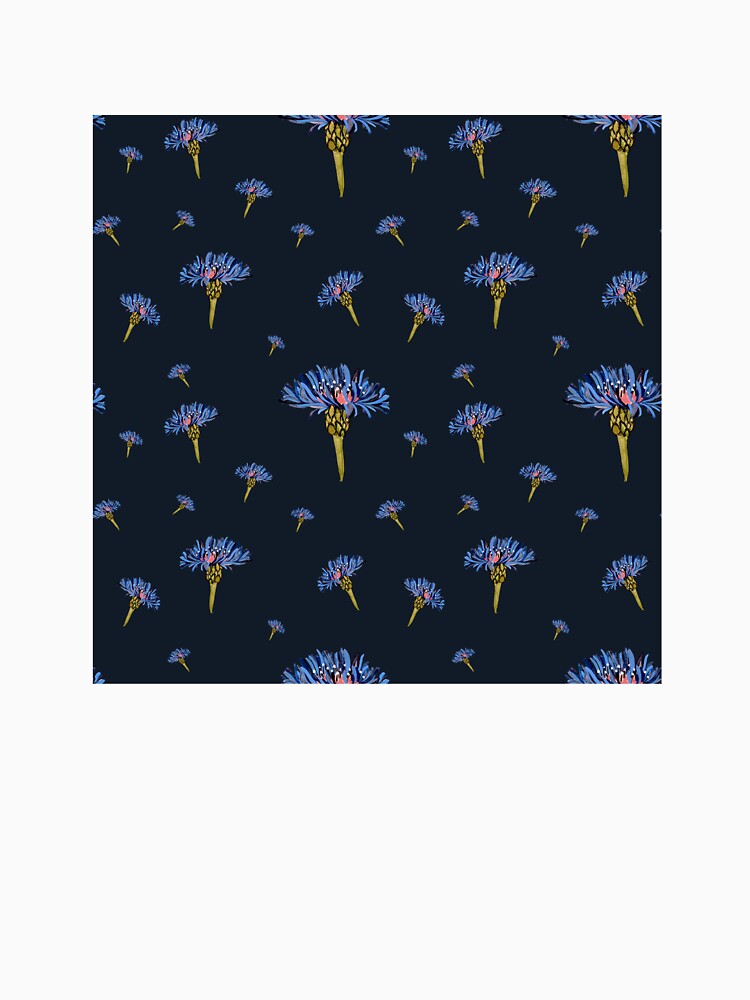Flower blue violet pattern hand drawn watercolor blue by Yana Mustafina | Boho Soulful Designs