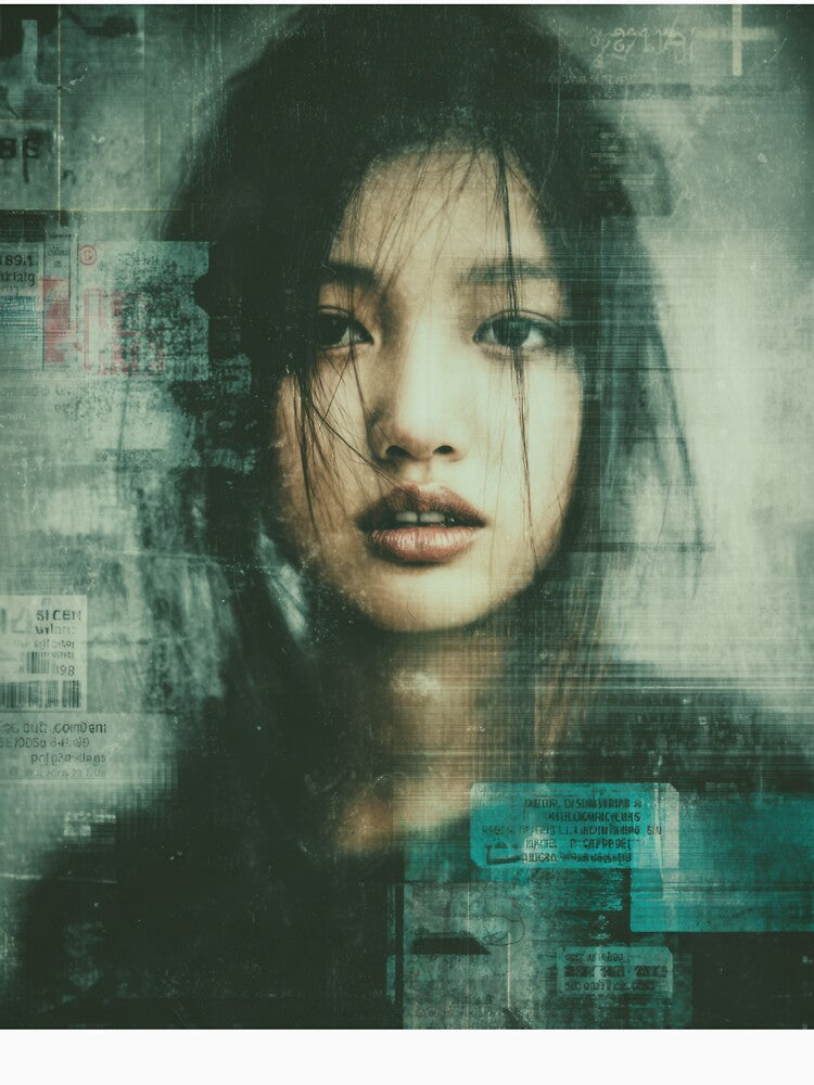 Liminal Glitch Muse Tech-Noir Dream Portrait by WartonnoArt