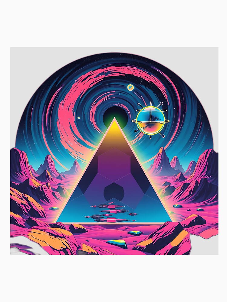 Neon Alien Landscape with Geometric Shapes by sharon1210