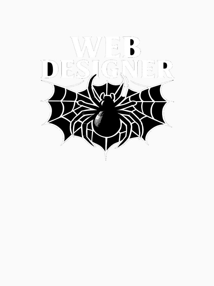 Creative “Web Designer” Spider‑Web Illustration with Clever Tech Pun for Developers & Creatives by Bright Nest Studio