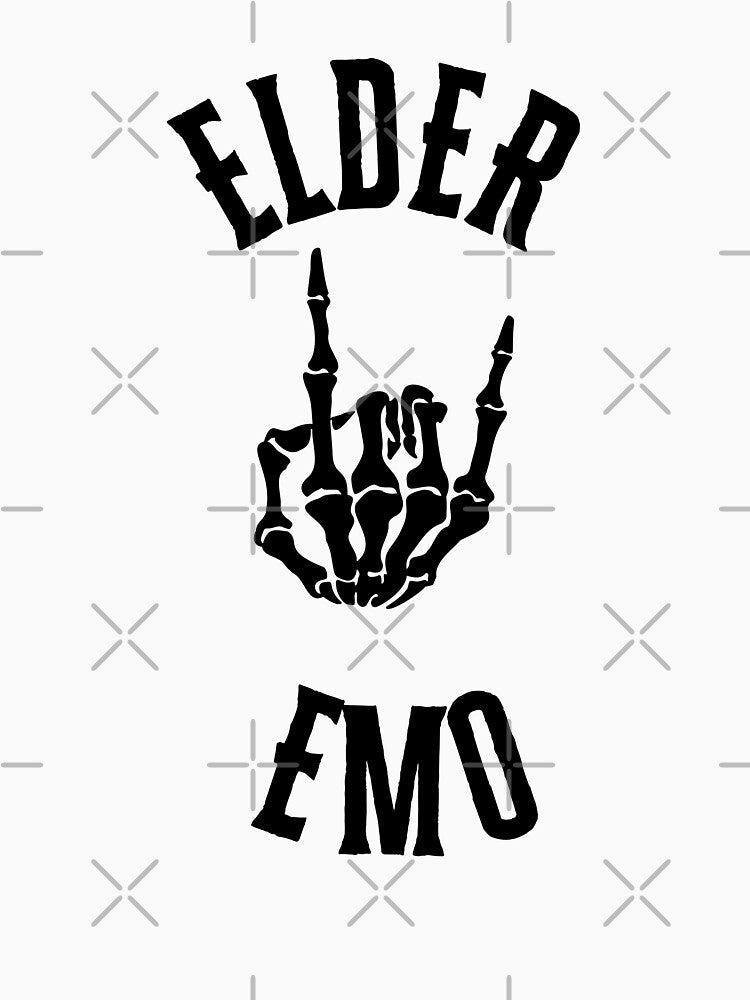 Elder Emo Skeleton Hand – Goth Nostalgia Design - Black by thistledewcraft