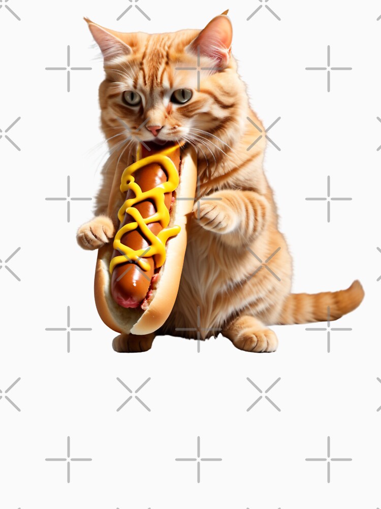 Funny Food Lover Foodie Hotdog Hungry Cat by LEILA ART SPACE
