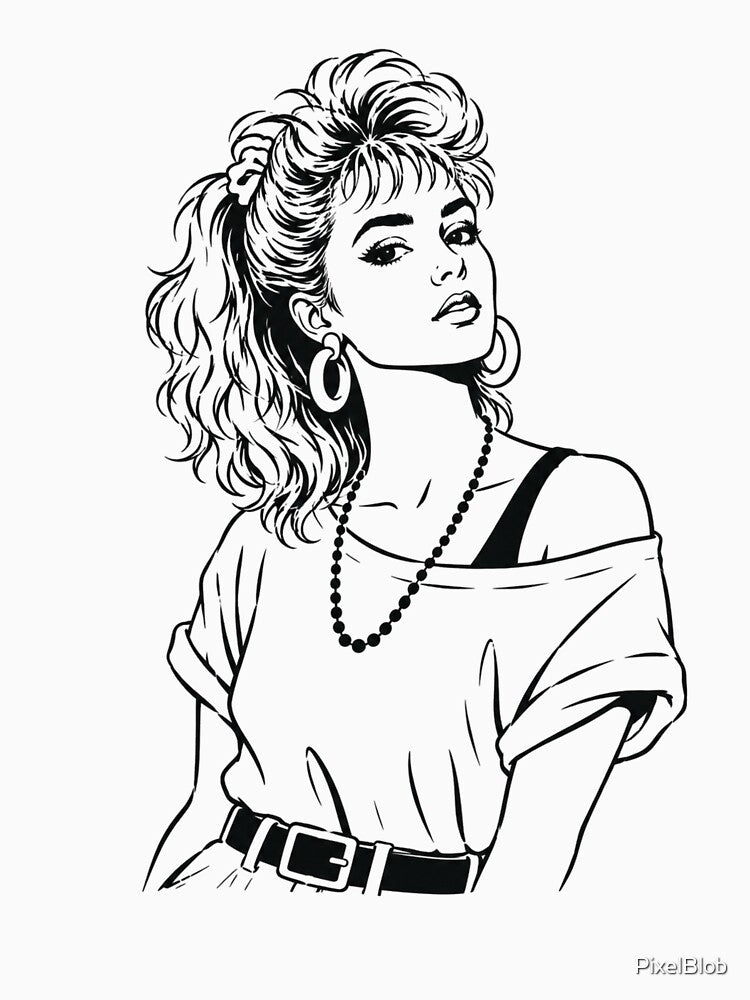 80s Fashion Woman | Retro Vintage Vector Portrait by PixelBlob