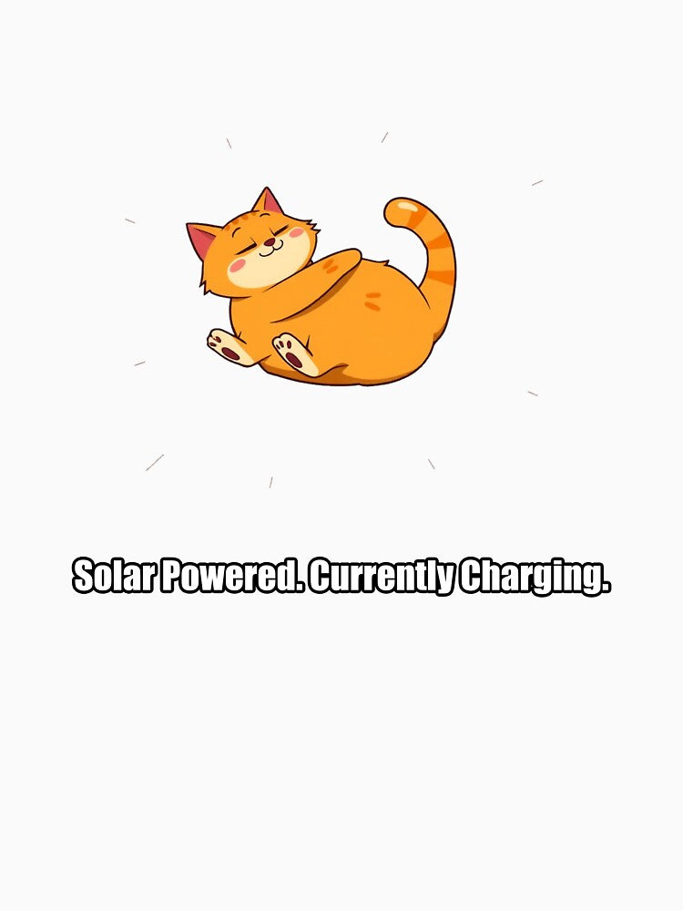 Orange Cat - Solar Powered Currently Charging - Funny Sunbathing Cat Gift by pawdrops